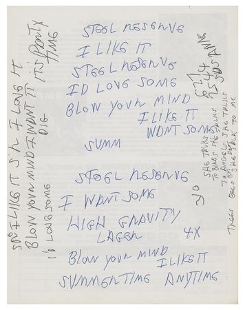 Lot #4465 Joey Ramone Handwritten Lyrics for 'High Gravity Lager' - Image 1