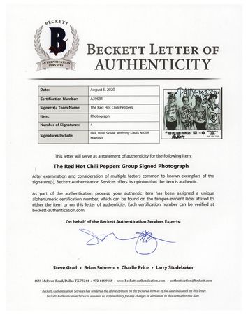 Lot #4641 Red Hot Chili Peppers Signed Photograph - Image 2