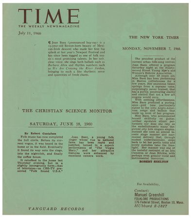 Lot #4256 Joan Baez 1961 Ann Arbor High School Auditorium Handbill - Image 2