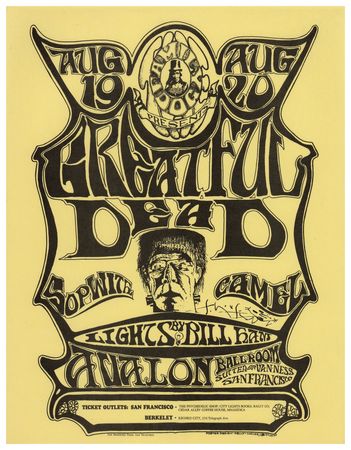 Lot #4134 Grateful Dead 1966 Avalon Ballroom Handbill Signed by Stanley Mouse - Image 1