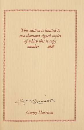 Lot #4027 George Harrison Signed Book - Image 2