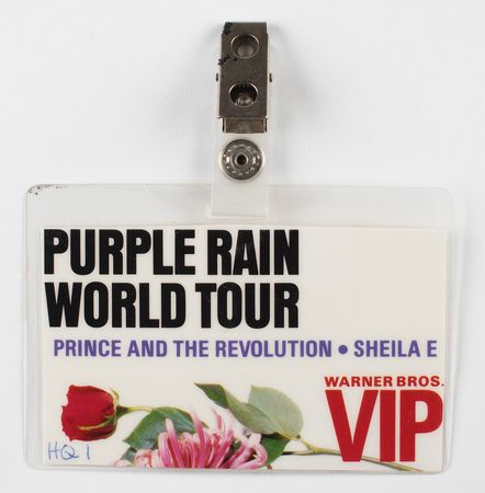 Lot #4608 Prince 'Warner Bros. VIP' Purple Rain Tour Laminated Backstage Pass - Image 1