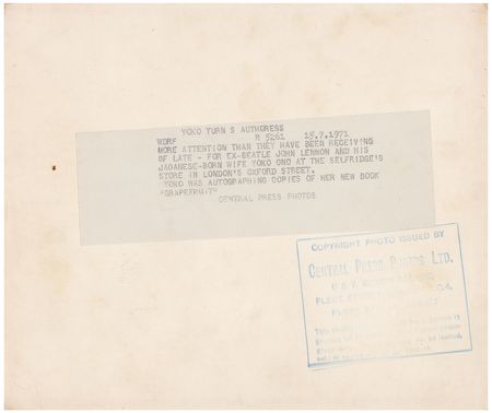 Lot #4056 John Lennon and Yoko Ono Original Wire Photograph - Image 2