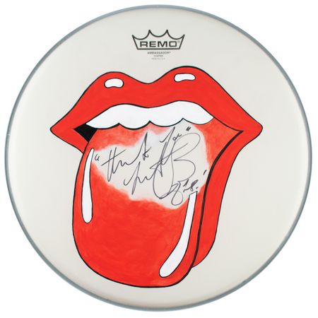 Lot #4111 Charlie Watts Signed Drum Head