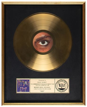 Lot #4612 Prince '1999' RIAA Sales Award Presented to Russ Thyret - Image 1