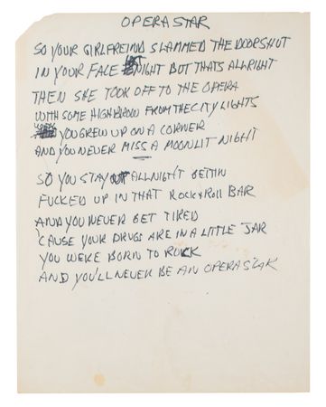 Lot #4348 Neil Young Handwritten Lyrics for 'Opera Star' - Image 1