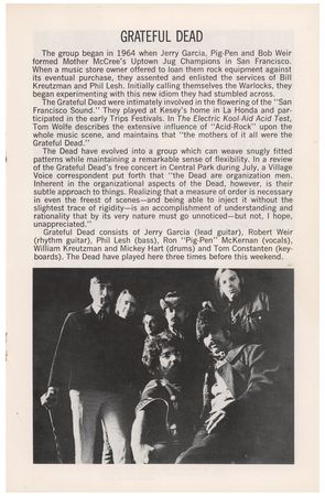 Lot #4135 Grateful Dead and Country Joe and the Fish 1969 Fillmore East Program - Image 2