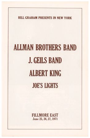 Lot #4356 Allman Brothers and Farewell Shows 1971 Fillmore East Program - Image 1