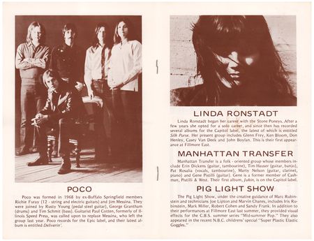 Lot #4388 The Eagles: Glenn Frey, Don Henley, and Linda Ronstadt 1971 Fillmore East Program - Image 1