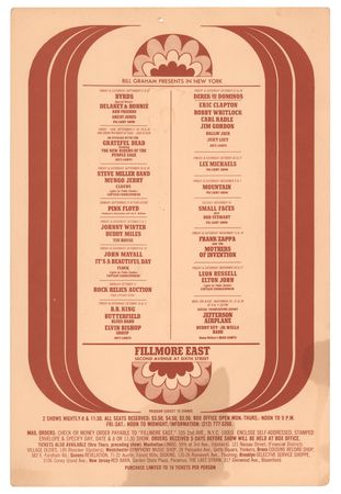 Lot #4150 Pink Floyd and Derek and the Dominos 1970 Fillmore East Postcard Handbill - Image 1