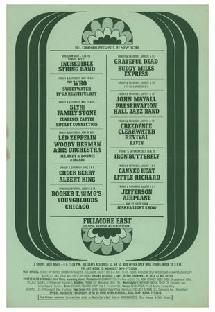 Lot #4141 Led Zeppelin and The Who 1969 Fillmore East Postcard Handbill - Image 1
