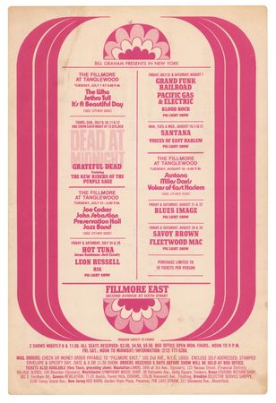 Lot #4123 The Who and Grateful Dead 1970 Fillmore East Postcard Handbill - Image 1