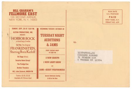 Lot #4121 The Who 'Tommy' 1969 Fillmore East Postcard Handbill - Image 2