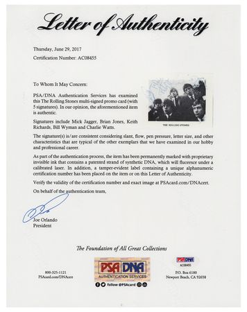 Lot #4093 Rolling Stones Signed 1964 Decca Promotional Card - Image 2