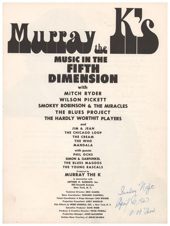 Lot #4117 The Who and Cream: Murray the K 1967 Easter Shows Program - Image 1