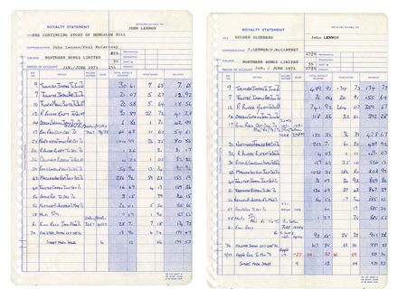 Lot #4055 John Lennon and Paul McCartney (5) Royalty Statements from 1971 - Image 2