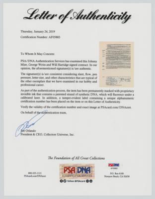 Lot #982 Johnny Mize Signed Contract - Image 3