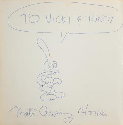 Lot #686 Matt Groening Signed Book with Sketch