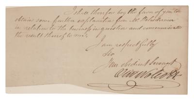 Lot #428 Oliver Wolcott, Jr. Partial Letter Signed