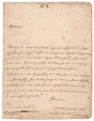 Lot #228 Jean le Rond d'Alembert Autograph Letter