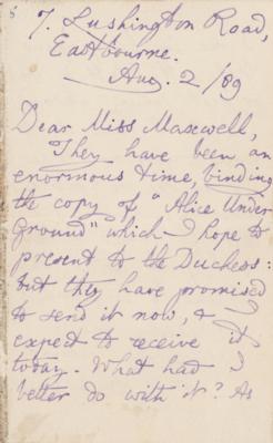 Lot #693 Charles L. Dodgson Autograph Letter
