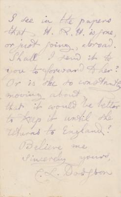 Lot #693 Charles L. Dodgson Autograph Letter Signed - Image 2