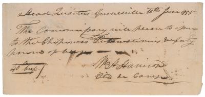Lot #5 William Henry Harrison Autograph Document