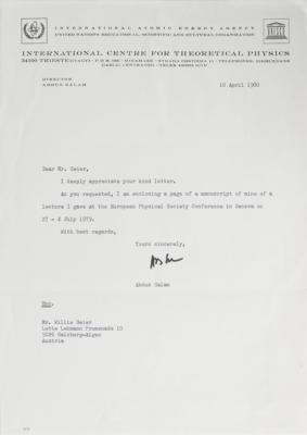 Lot #371 Abdus Salam Autograph Manuscript Signed - Image 2