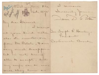 Lot #499 David D. Porter Letter Signed - Image 1