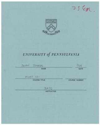 Lot #142. Elon Musk Annotated and Initialed Coursework