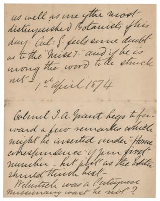 Lot #256 James Augustus Grant Autograph Letter