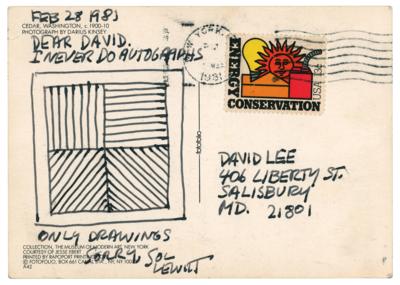 Lot #637 Sol Lewitt Signed Sketch