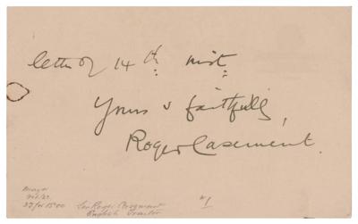 Lot #213 Roger Casement Autograph Letter Signed