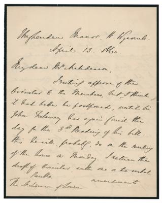 Lot #234 Benjamin Disraeli Autograph Letter Signed