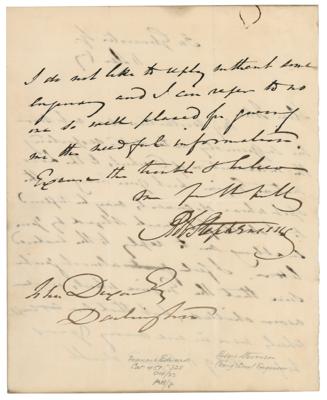 Lot #394 Robert Stephenson: Handwritten letter concerning 