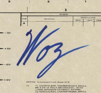 Lot #435 Apple: Steve Wozniak Signed Apple-1 Schematic - Image 2