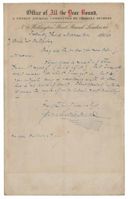 Lot #690. Charles Dickens: "I have done so much of the Xmas N:o myself (half of it)"