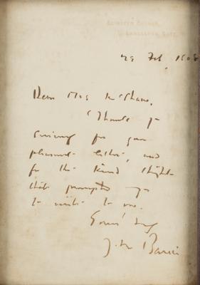 Lot #707 James M. Barrie Autograph Letter Signed - Image 2
