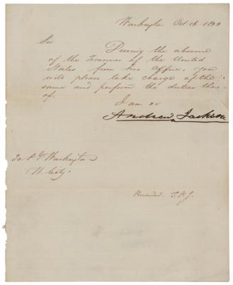 Lot #3 Andrew Jackson Letter Signed as President