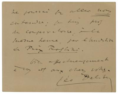 Lot #785 Leo Delibes Autograph Letter Signed - Image 1