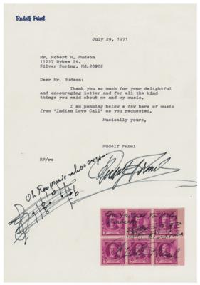 Lot #787 Rudolph Friml Typed Letter Signed and