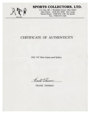 Lot #1007 Frank Thomas's 1962 New York Mets Game-Used Cleats: Cleats worn by the '62 Mets cleanup hitter Frank Thomas - Image 7