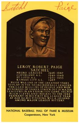 Lot #992 Satchel Paige Signed HOF Card - Image 1