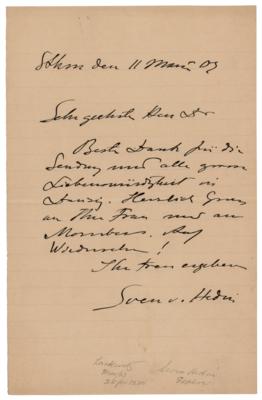 Lot #262 Sven Hedin Autograph Letter Signed