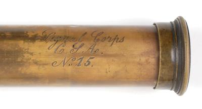 Lot #441 Confederate Signal Corps Telescope: Rare 40? Confederate Signal Corps brass telescope - Image 6