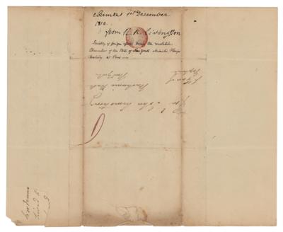 Lot #95 Robert R. Livingston: Rare handwritten letter from 'The Chancellor' to John Armstrong, Jr.— 