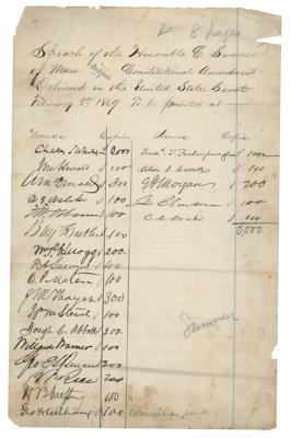 Lot #397 Charles Sumner and Senators Document