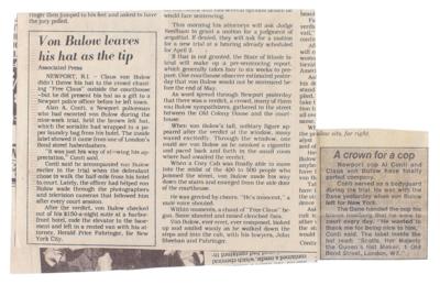 Lot #179 Claus von Bulow Personally-Owned and -Worn 1982 Murder Trial Hat with Additional Provenance - Image 8