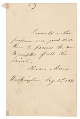 Lot #315 Horace Mann: I would rather perform one