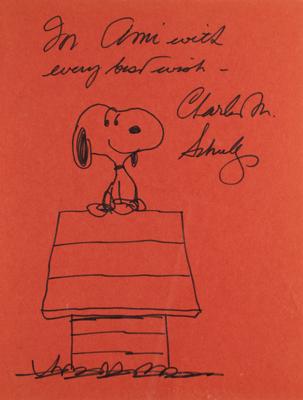 Lot #683 Charles Schulz: Beautiful large sketch of Snoopy inside a volume of 